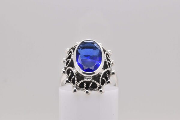 Anillo ajustable piedra grande azul